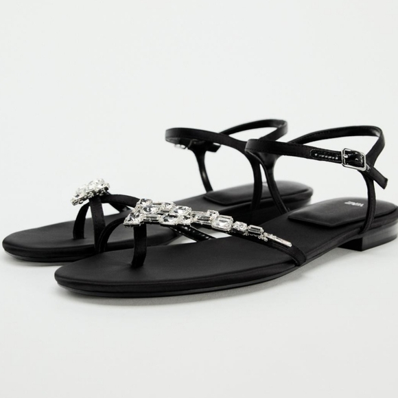 Zara Embellished Flat Sandals US 7.5 / EU 38 - Picture 5 of 9